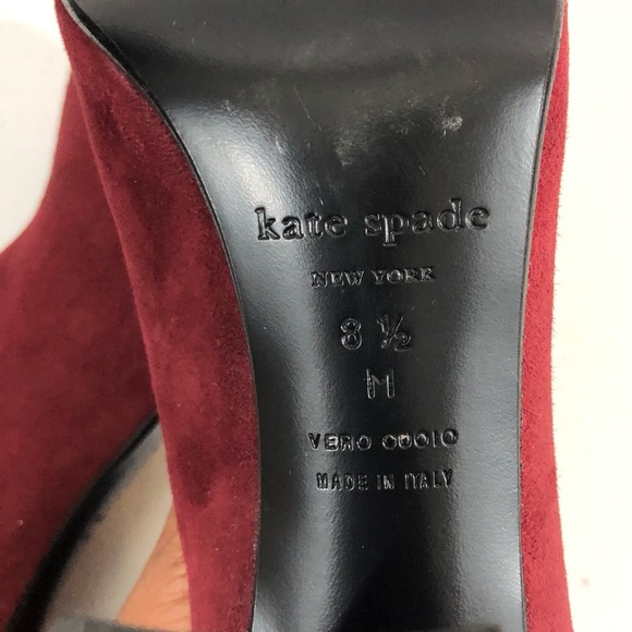 Kate Spade New York Ankle Boots Block Heels Women Maroon Made in Italy Size 8.5 - Picture 5 of 9